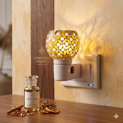 Image of Electric Kapoor Dani with Night Lamp & Camphor Diffuser - Premium Ceramic Dhoop Burner for Pooja, Home & Office. Versatile Electric Aroma Burner for Aromatherapy & Repellent. (Yellow)