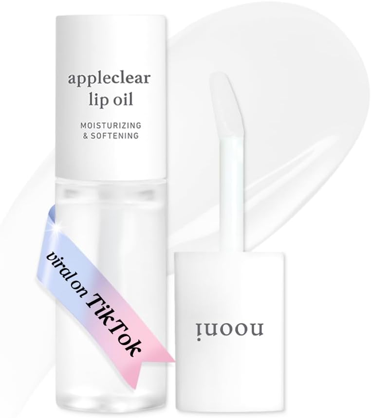 NOONI Korean Lip Oil - Appleclear | Long-Lasting, Moisturizing, Plumping, Revitalizing for Dry Lips, Waterproof, No Peel Off, Hydrating Lip Stain, Nourishing Crystal Clear Stocking Stuffers 0.12 FL Oz