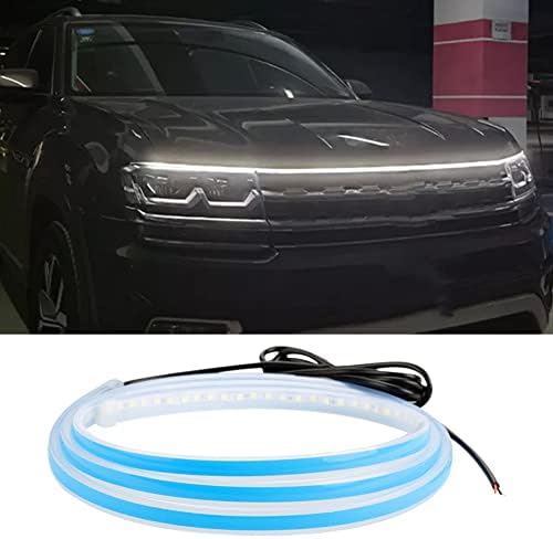 LED Hood Light Strip for Car, 59/71 Inch Exterior Car Hood Light Flexible 12V White Car LED Strip Lights Waterproof Daytime Running Light for Cars, Trucks(White)