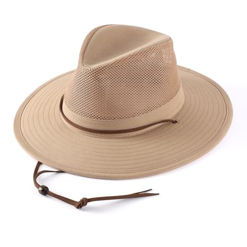 Image of Home Prefer Cotton Summer Fedora Hat Wide Brim Sun Hats for Men Women UPF 50+ Sun Protection Cap for Fishing Hiking