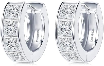 EONFUN Princess Cut Moissanite Hoop Earrings 3.2cttw D Color  display picture 1