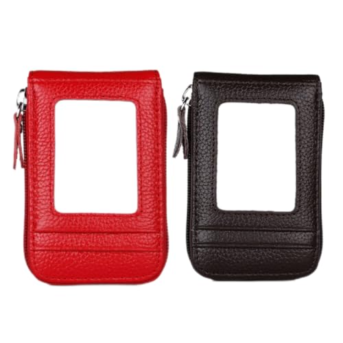 Card Holder Women RFID Blocking Credit Card Wallet Leather Business Organ Purse Coffee4