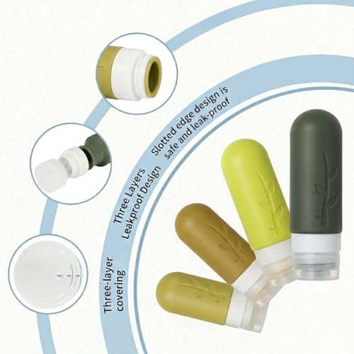 Image of DEPOZA Travel Bottles Kit (16 Pack) - TSA Approved, Leak Proof Silicone Squeezable Containers for Toiletries. Complete Set with Jars, Sprayers & Bag (M-Green)