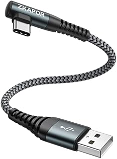 ZKAPOR USB C Charger Cable Right Angle 30CM, Type C Charger Cable Fast Charging Nylon USB C Cable Fast Charging Compatible iPhone 15/15 Pro Max, Samsung Galaxy S23, Note 10, Huawei P40, Google Pixel