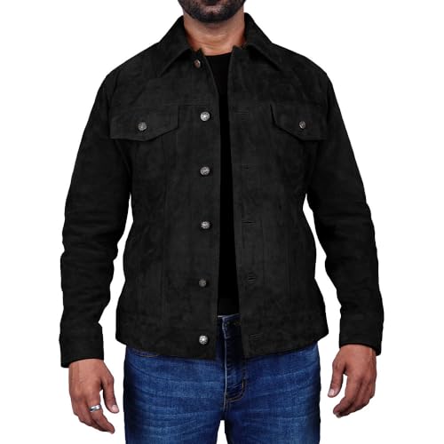 Mens Trucker Suede Leather Jacket Western Style Cowboy Suede Leather Jacket for Mens2