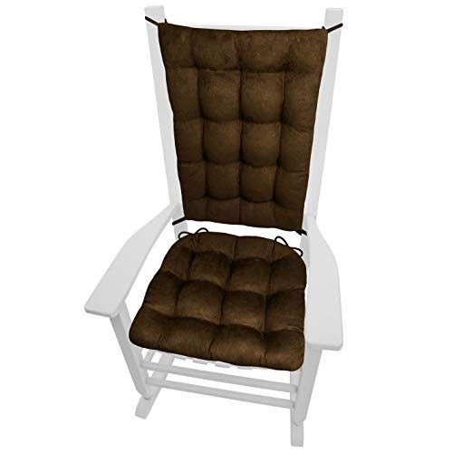 Barnett Home Decor Microsuede Rocking Chair Cushions - Latex Foam Filled Rocker Seat Pad 16.5 x 18 and Back Cushion 21 x 16 - Microfiber, Reversible, Machine Washable (Coffee Bean Brown, Small)