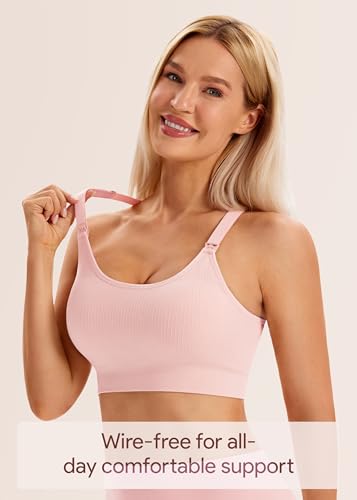 Image of Angelhood Nursing Bras for Breastfeeding, Criss-Cross Back Nursing Sports Bra, Low Impac Support Yoga Maternity Bras