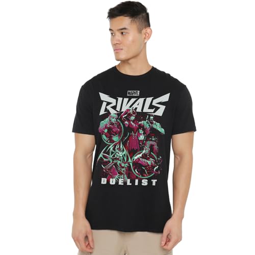 T-shirt Marvel Rivals Duelist noir mixte en coton pour fan de gaming