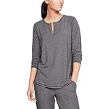 Under Armour Recovery Sleepwear Camisa de Manga Larga, Mujer, Negro, SM