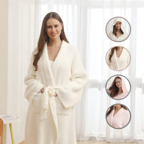 Image of bearberry Plush Hoodless Bath Robe Women's Loungewear Sleep Robe Indoor Outfit
