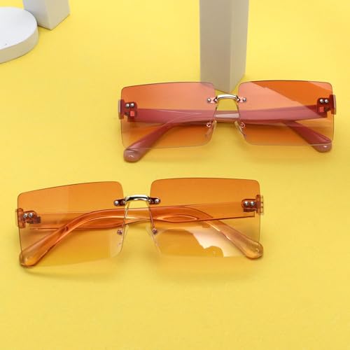 Lunettes de soleil à rivets carrés et verres dégradés sans monture chic