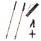 【2025新登場・スキー＆登山兼用】伸縮式 スキーストック 滑雪杖 トレッキングポール アルミ製 65-135cm 軽量 折りたたみ 大人 子供用 アウトドア 登山用品 (赤)