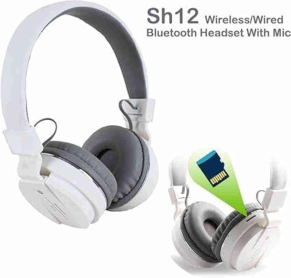 Image of SH-12 Wireless Headphone Universal Bluetooth Headset | 1.5 Meter Cable Built-in Microphone Adjustable Headphone