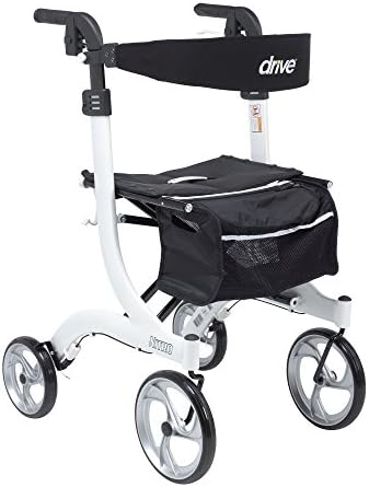 Drive Nitro Aluminum Rollator, 10" Casters, 10266, Standard Size, White