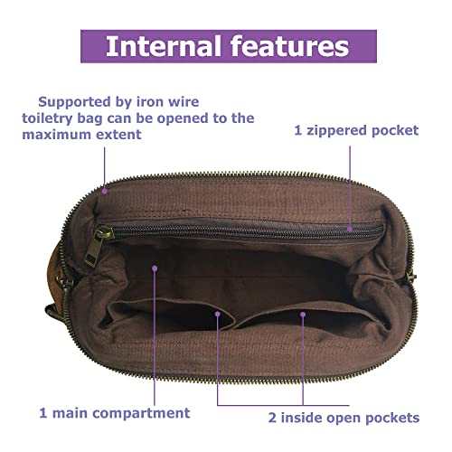 Royalfair Toiletry Bag For Men Waterproof Canvas Military Green Dopp Kit Travel Shaving Organizer Bag With Leather Wrist Belt (Army Green) #TOP3