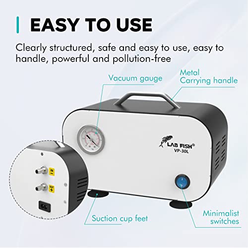 Lab Fish LFUS006-VP/30L Laboratory Vacuum Pump Portable Oilless Diaphragm Vacuum Filtration 30L/Min thumb #2