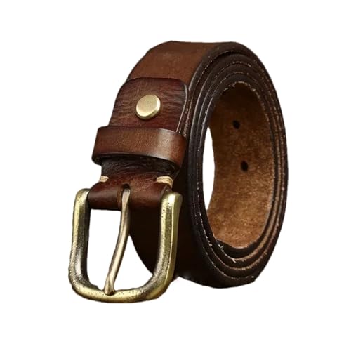 3.3Cm Leather Belt Men Cowhide Copper Buckle Classic Vintage Pin Buckle Belt