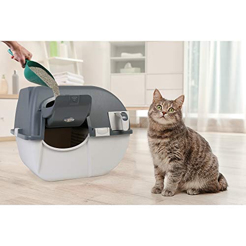 Omega Paw EZ-RA15-1 Elite Roll \'N Clean Self Cleaning Litter Box with Integrated Litter Step and Unique Sifting Grill, Regular, Gray Easy Fill - Thumbnail 3
