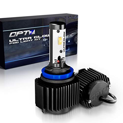 OPT7 H11 (H8 H9 H16) Ultra Glow LED Fog Light Bulbs - 6000K Lighting White @ 1,400 Lm per Bulb - Free Warranty (Pack of 2)