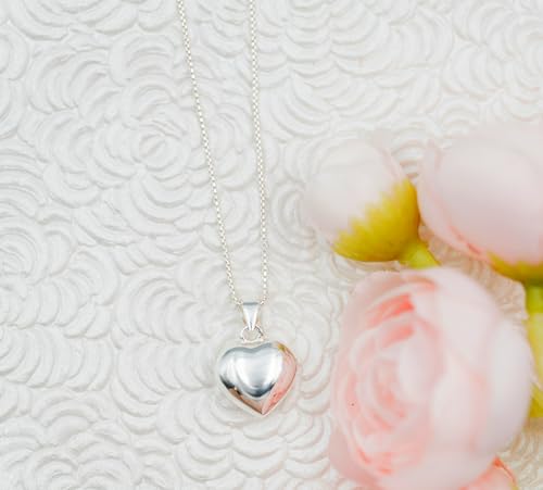 Precious Pieces Girl's Sterling Silver Puff Heart Charm Necklace Gift for Toddlers, Little Girls and Kids3