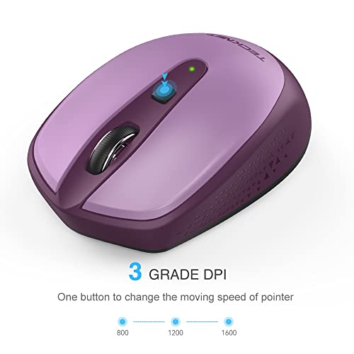 Tecknet Mini Wireless Mouse, 2.4Ghz Small Computer Mouse With Usb Receiver, 3 Adjustable Dpi Portable Mouse For Kids, Aa Battery Powered Travel Mouse For Laptop, Pc, Mac, Chromebook-Purple #TOP1