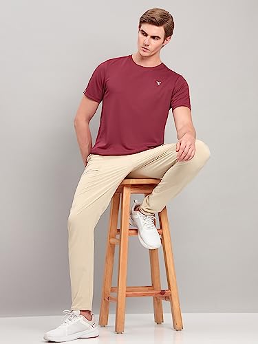 Image of TECHNOSPORT Men's Slim Fit Polyester Activewear Sports T-Shirt with Moisture-Wicking Comfort for Workout, Running & Gym