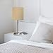 Simple Designs LT2044-TAN Brushed Steel Stick Table Desk Lamp with USB Charging Port and Drum Fabric Shade, Tan Shade