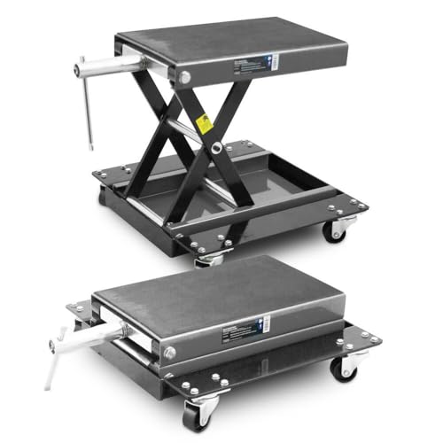 Bituxx Rollbarer Motorrad Heber Hebebühne Montagebock Scherenheber Montageständer Rangierheber Lift bis 500kg Grau Bituxx Rollbarer Motorrad Heber Hebebühne Montagebock Scherenheber Montageständer Rangierheber Lift bis 500kg Grau