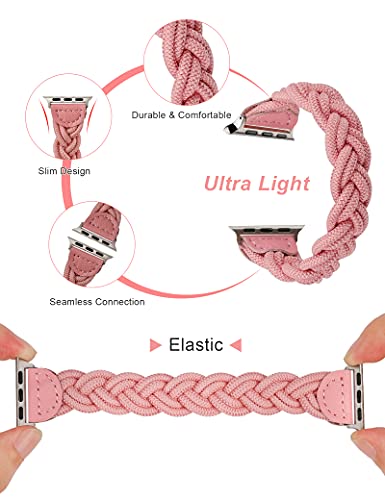 Image of Wearlizer Stretchy Braided Band Compatible with Apple Watch Bands Women | Slim Elastic Solo Loop Strap Woven for iWatch Series 11 10 9 8 7 6 5 4 3 SE /Ultra 3 2 1 42 /41 /40 /38 /44 /45 /46 /49mm