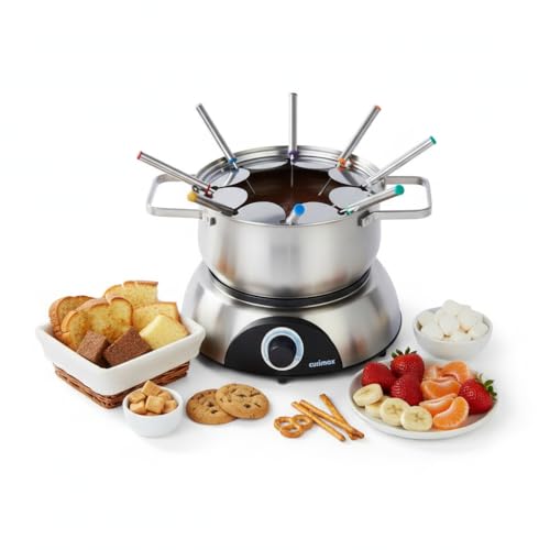 CUSIMAX Electric Fondue Set, 1500W Stainless Steel, 1.3 L