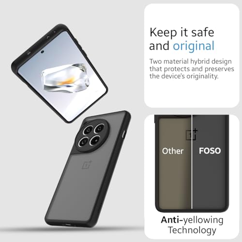 Image of Foso Royal Shock Proof Back Cover Case for OnePlus 12R 5G (PC+TPU) (Matte Black)