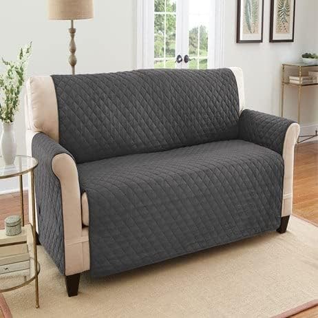 S M Ent. Ultra Reversible Furniture Cover Protector-Slate Grey/Silver-Loveseat