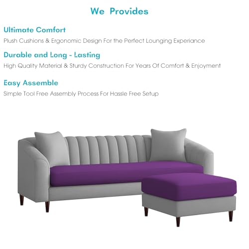 Image of Casaliving Doraldo 4 Seater L Shape Convertible Sofa Set for Living Room, 3 Seater & Ottoman Modular Sectional Couch for Small Space (Purple Grey Colour) Fabric