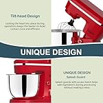 Household Stand Mixer with 6.5 Quart Bowl, Electric Food Mixer 10+p Speeds 660W, Kitchen Tilt-Head Bread Dough and Cake Mixers with Dough Hook, Whisk, Beater, Splash Guard and Egg Separator (Red 2) - Image 3