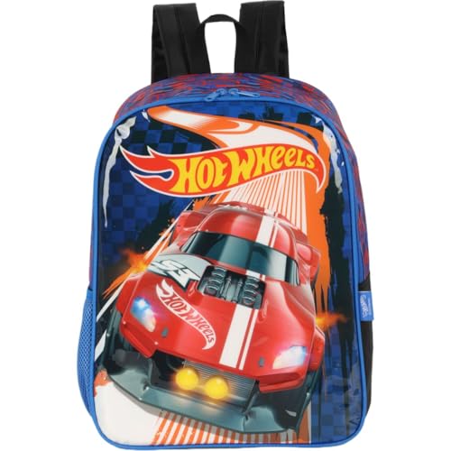 Mochila Escolar, Hot Wheels, Grande, Azul, Luxcel