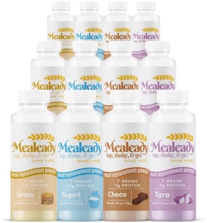 Mealeady | Ready-To-Go Meal Replacement in a Bottle! | Korean Healthy Shake Simple Meal On-The-Go!| Nutritional Powder with Crunchy Grains | Just Add Water or Milk