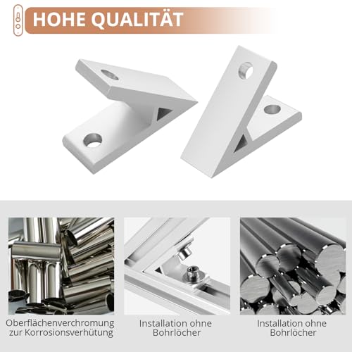 Befestigungsmaterial Eckwinkel Innenwinkel 45 Grad Winkelverbinder Kamtop 10× Alu-Eckwinkel Profil-Eckverbinder Eckstreben (45 Grad Winkel) Aluminium Winkel Verbinder Aluprofil Zubehör
