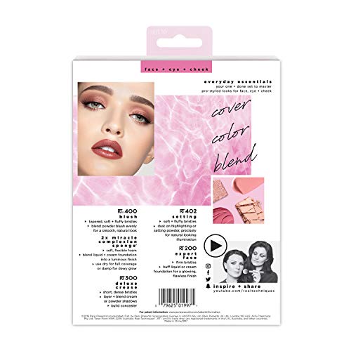 Real Techniques Makeup Brush Set with 2 Sponge Blenders for Eyeshadow, Foundation, Blush, and Concealer, Set of 6