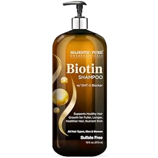 Majestic Pure Biotin Shampoo - Volumizing Shampoo for Hair Loss - with DHT-3 Blocker - Hydrating & Nourishing - Sulfate Free, for Men & Women - Thin Hair Shampoo - 16 fl oz