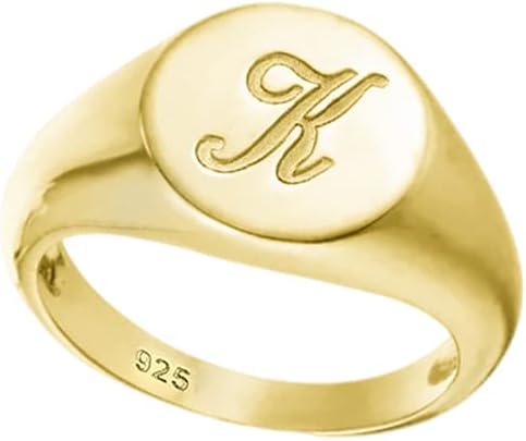 Personalized 925 Sterling Silver Custom Signet Ring Engraved with Any Initials