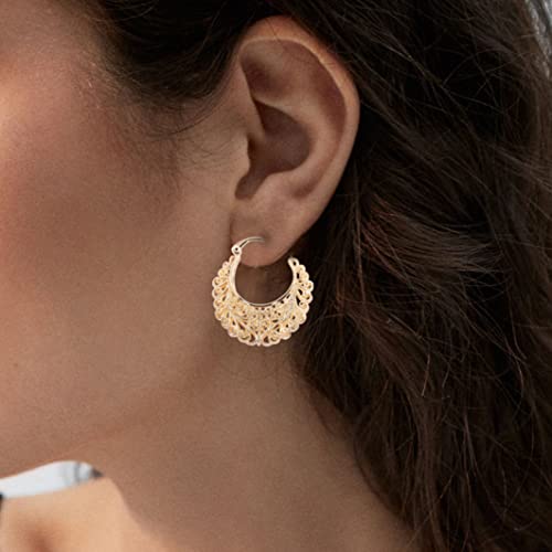 Jiulory Filigree Gold Hoop Earrings Humble Chic Teardrop Dangle Earrings For Women, Lace Hoop Earrings,Moroccan Filigree Earrings, Bohemian Gold Hoops Tone Delicate Filigree Statement Earrings #TOP1