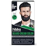 N.i.s.h.a. Beard Colour For Men, Original Black, 100% Grey Coverage, No Ammonia, No Stain, No Paraben, Non Drip Vegan Formula, Long Lasting Color in 10 Minutes, 60g Colorant + 60g Developer