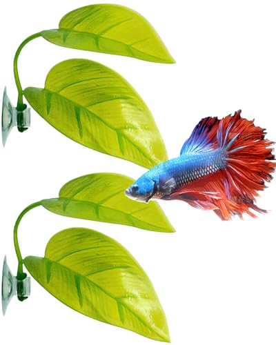 Image of 2 Pack Betta Fish Tank Decorations Aquarium Decor,Betta Fish Leaf Hammock,Beta Fish Toy for Resting Hiding Playing Breeding
