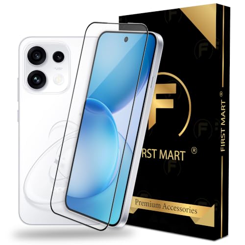 Image of FIRST MART Tempered Glass for Oppo Reno 16c, 9H Full-Glue Screen Protector, 3D Edge-to-Edge, HD Clear, Oleophobic, Case-Friendly, Black, Pack of 1