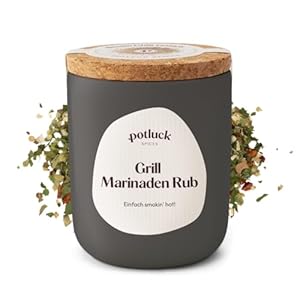 Potluck | Grill Marinaden Rub | Gewürzzubereitung für Fleisch, Fisch oder Gemüse | 70g im Keramiktopf