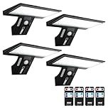 JESLED Solar Powered Lights Outdoor/Outside for Garden Fence Door Yard Pathway, 90 LED Solar Motion Sensor Security/Wall Lights Waterproof 2600mAh, USB Charging (4 Pack)