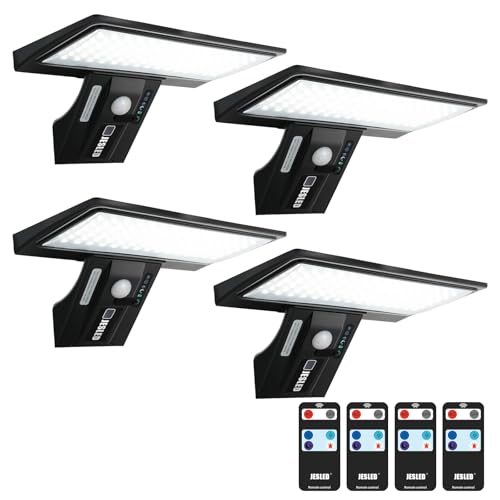 Miniatura 7 de JESLED 4 Pack - 90 LED Luz Solar Exterior, Focos Solares con Sensor de Movimiento, IP65 Impermeable, 4 Modos Inteligentes para Jardín, Patio, Camino, Escalera