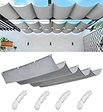 Retráctil Ondulada Vela de Sombra Impermeable Toldos Exterior Rectangular Protección Rayos UV Resistente al Desgarro para Terraza Balcon Exterior Jardín con Ojales y Cuerdas 0.9x3.5M Gris Claro