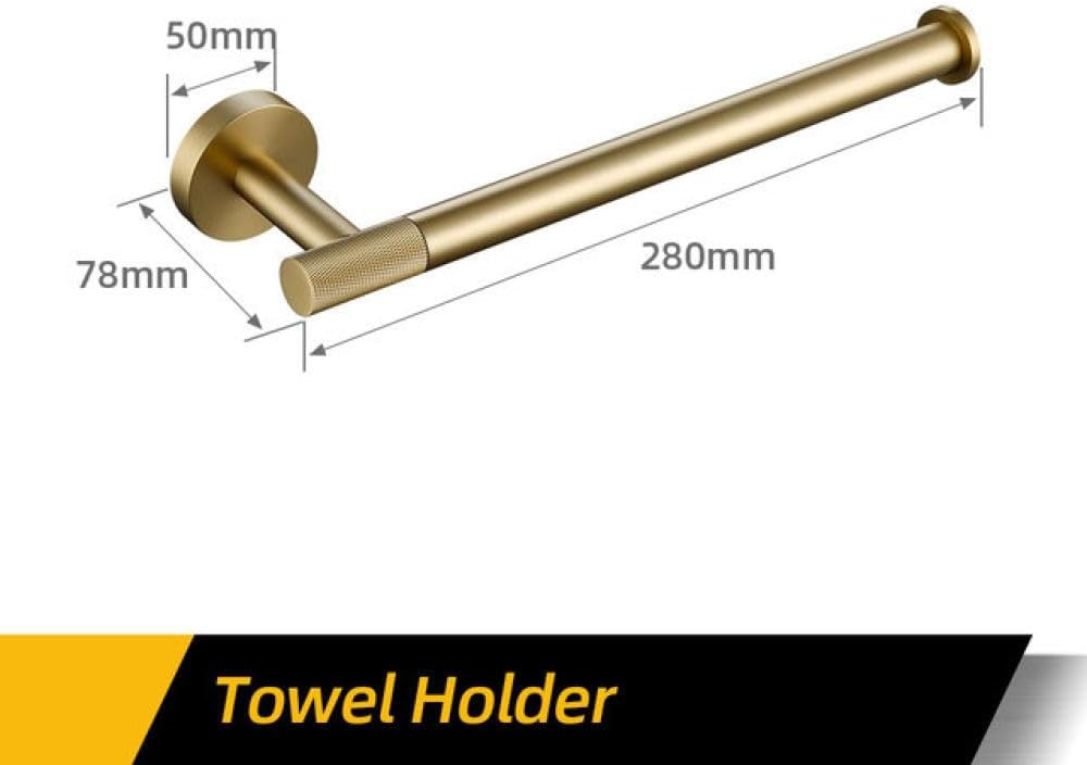 Bathroom Hardware Accessories Set Brushed Gold Knurled Brass Kit Towel Bar Ring Robe Hook Paper Holder Towel Ring Toilet Brush,kit,45 (Towel Holder)