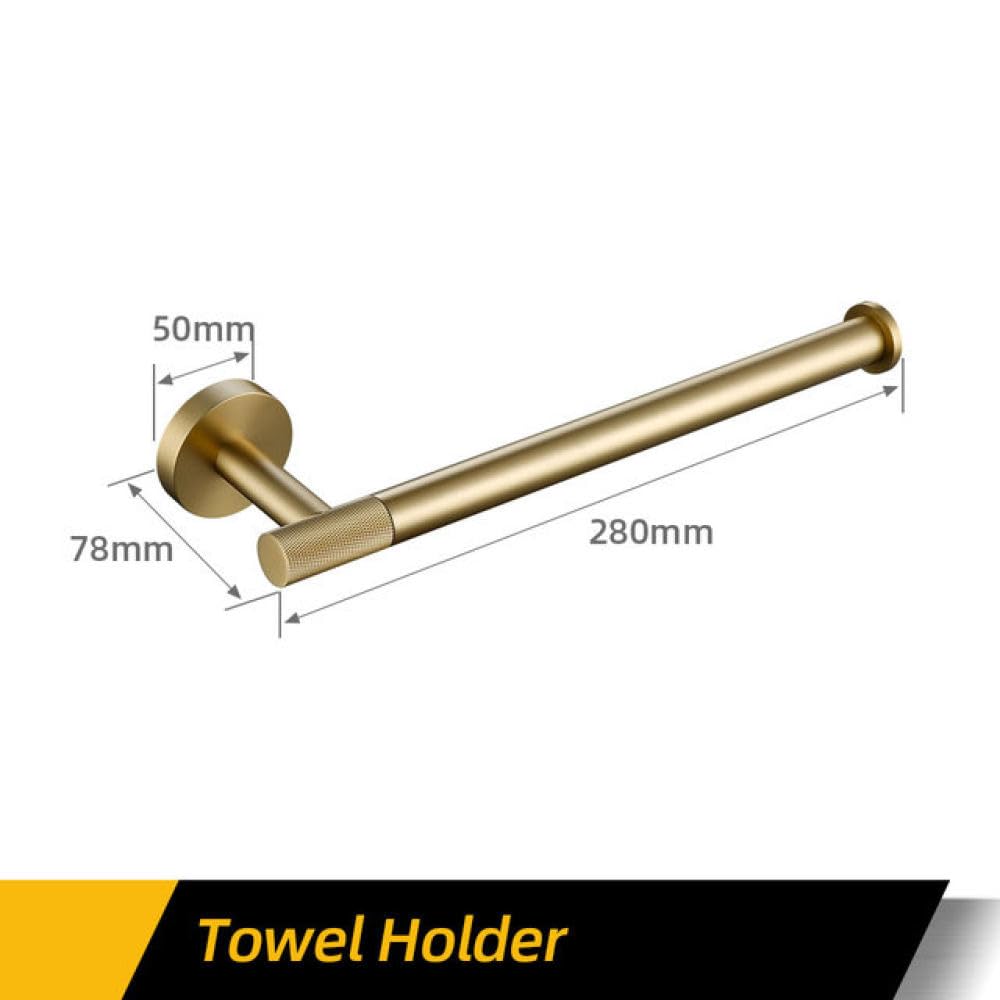 LYGXWJFC Porta Asciugamani Set di Accessori per Il Bagno Set in Ottone scanalato Oro Spazzolato Set Porta Asciugamani Porta Accappatoio Porta Carta Porta Asciugamani Scopino per WC Porta Asciugamani